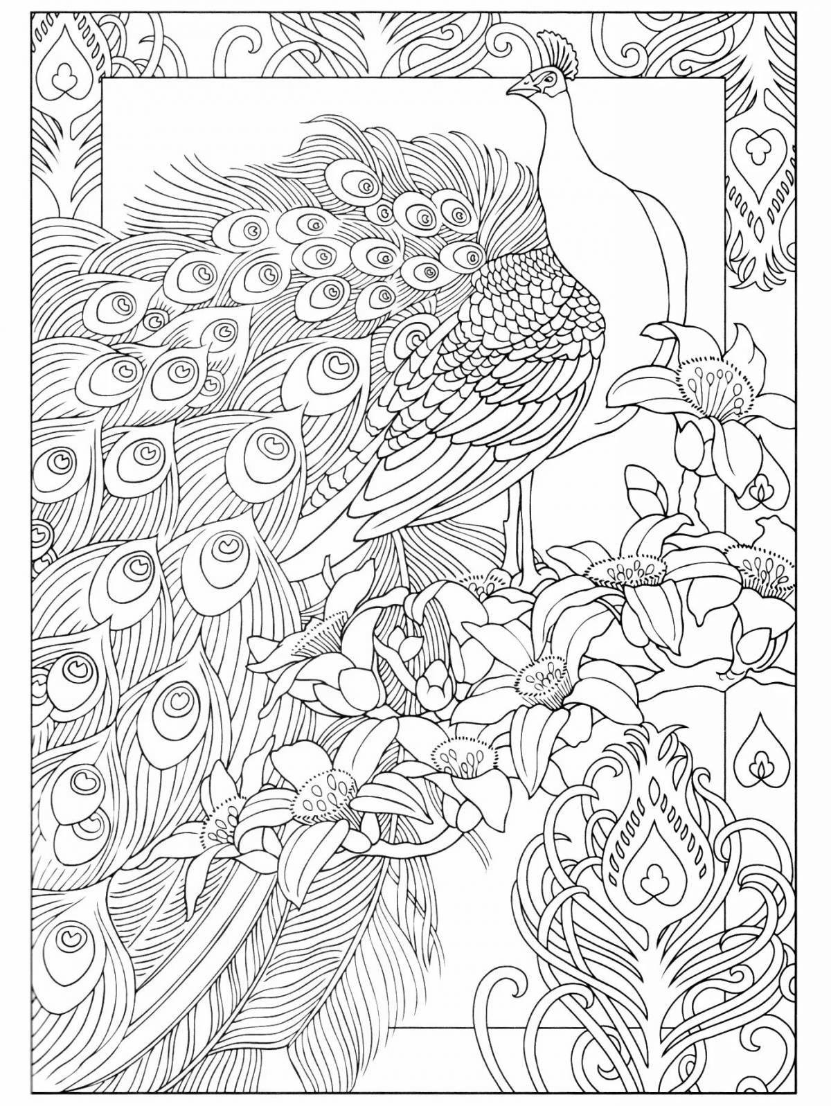 Elegant peacock coloring by numbers
