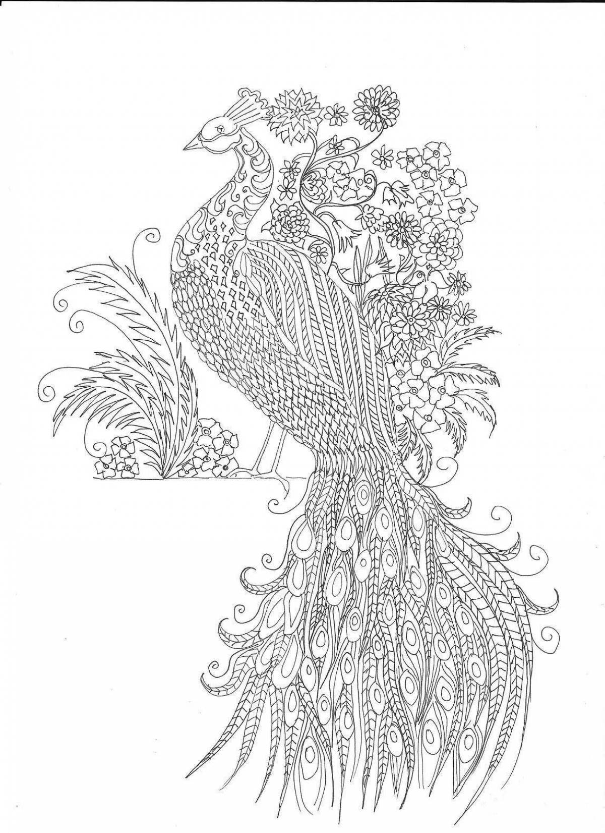 Grand coloring page peacock by numbers
