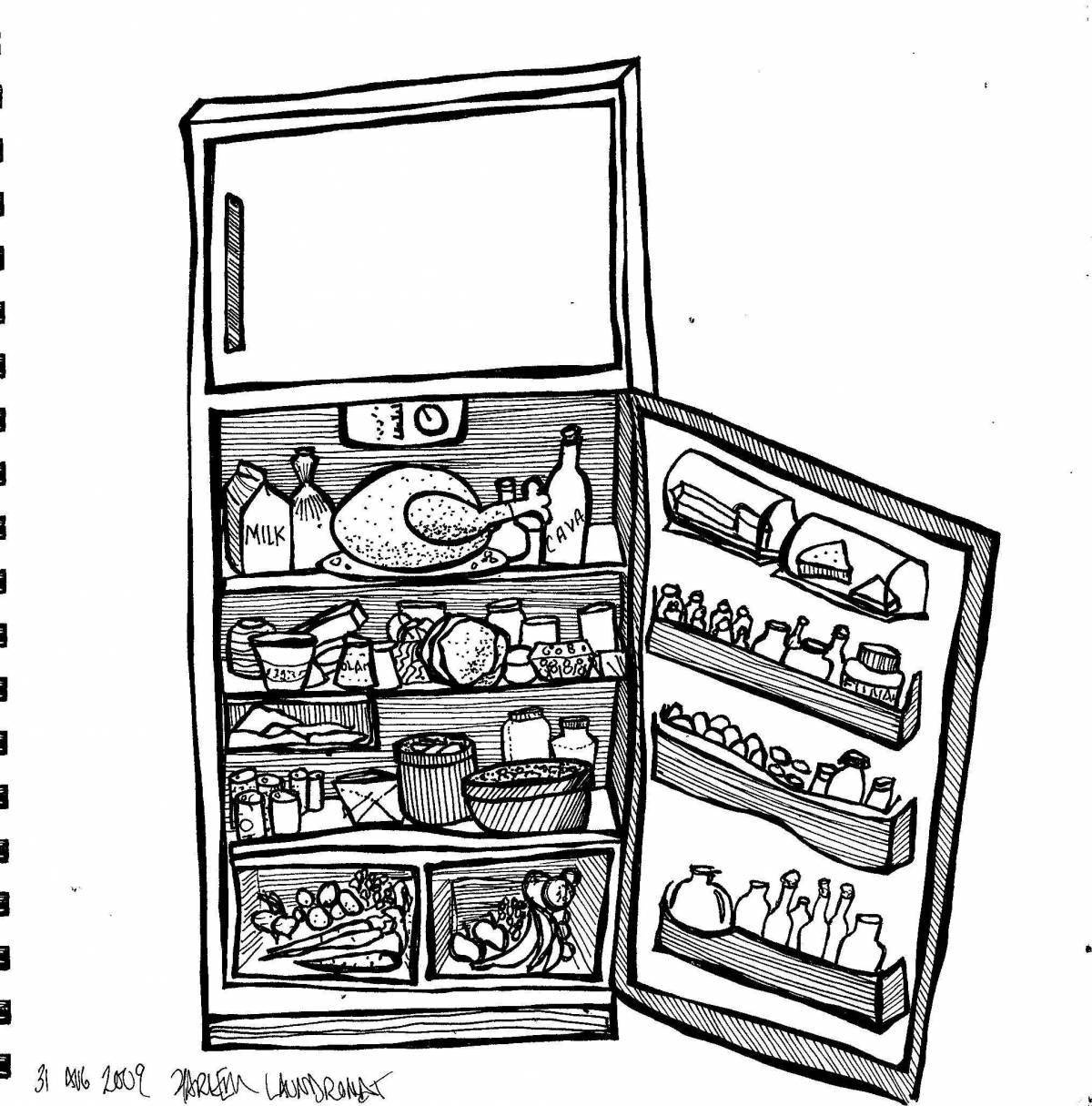 Холодильник с красочной кодировкой и едой
