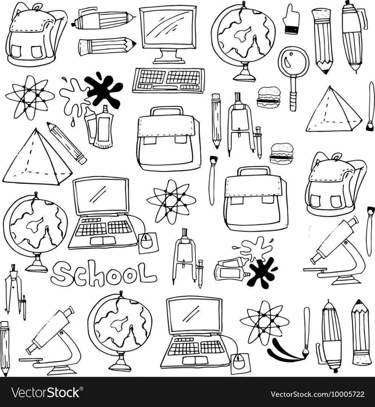 Coloring school supplies color-mania
