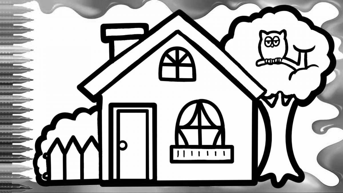 Coloring page gorgeous rainbow house