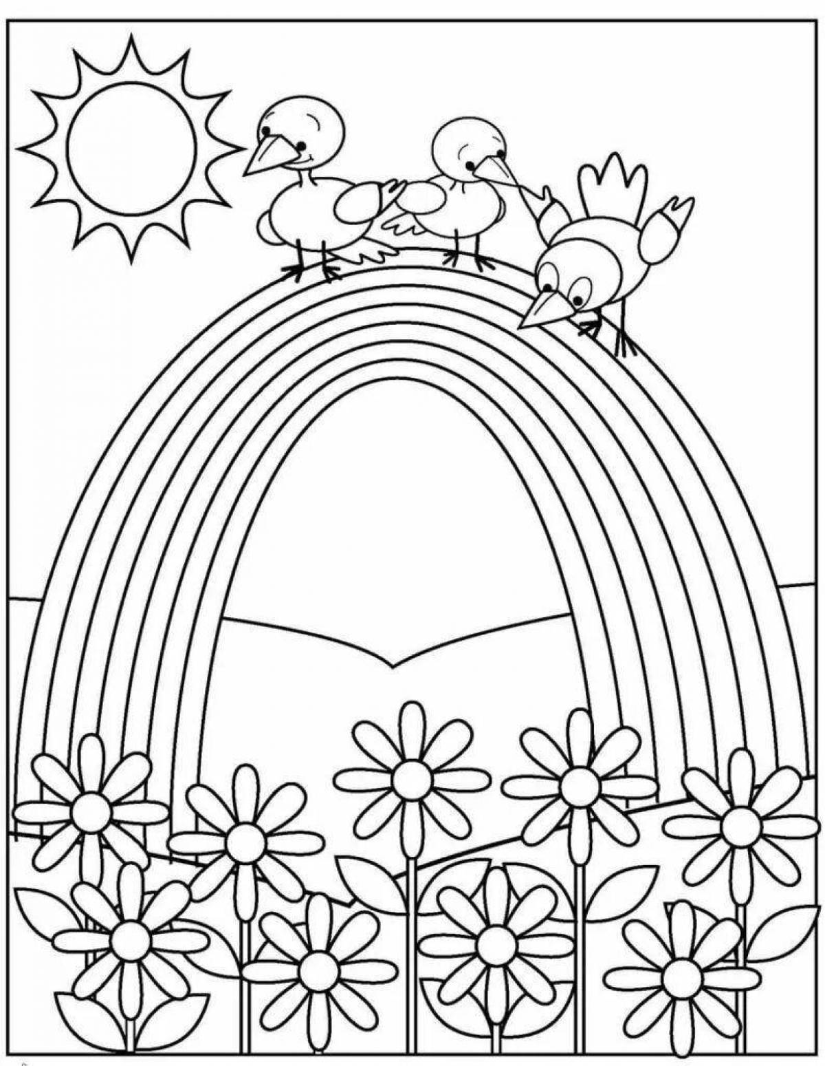 Fabulous rainbow house coloring page