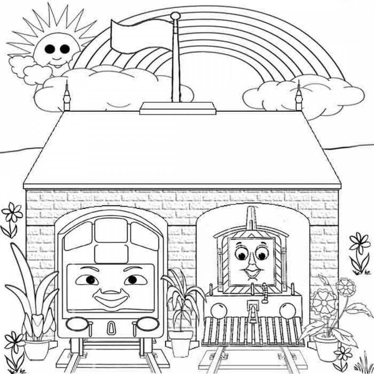 Coloring page nice rainbow house