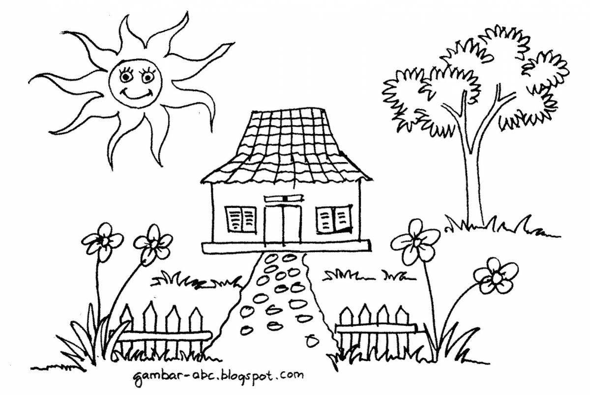 Раскраска анимированный радужный дом