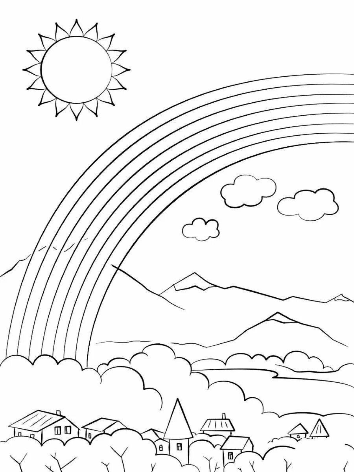 Coloring page dazzling rainbow house