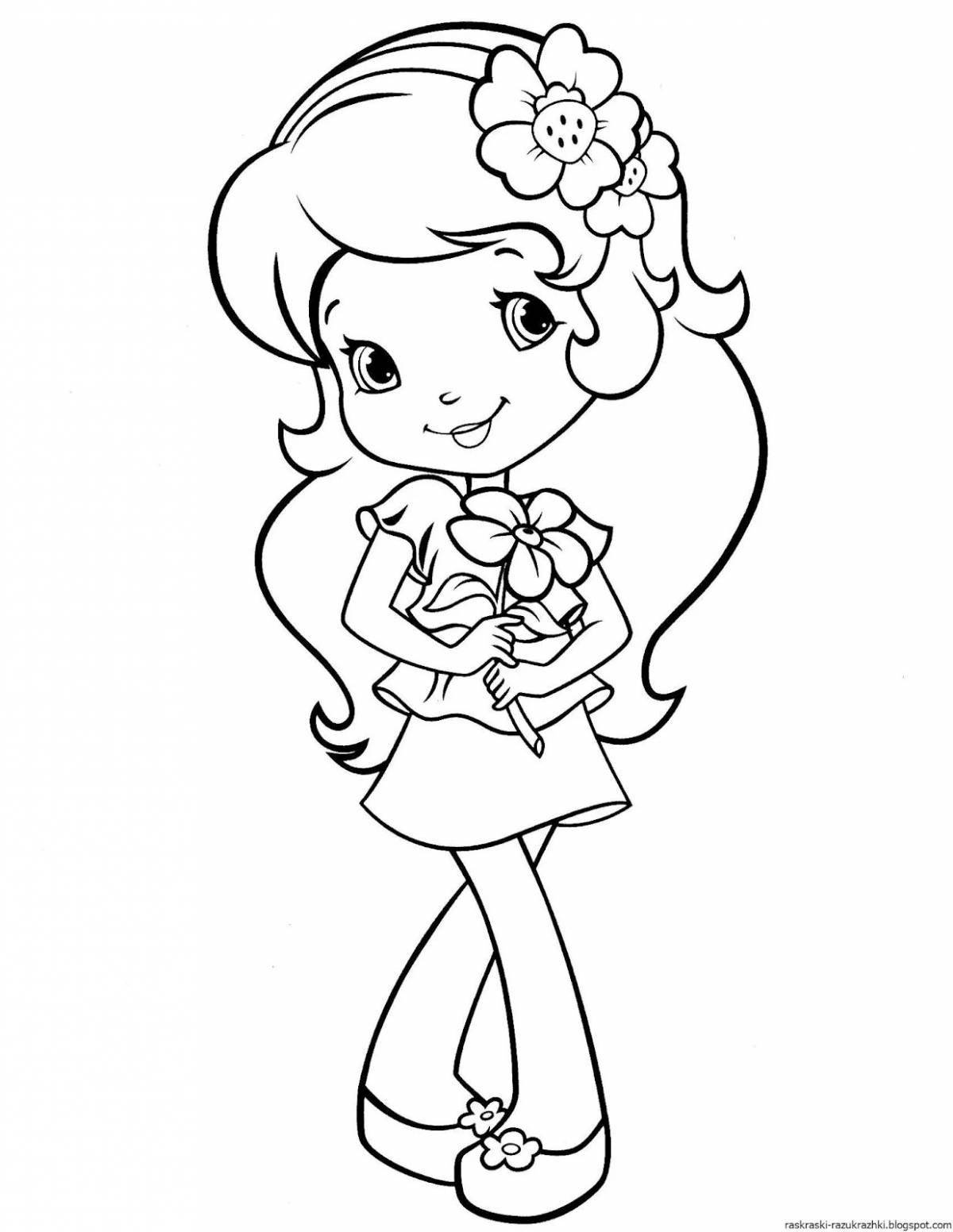 Charming bw coloring for girls