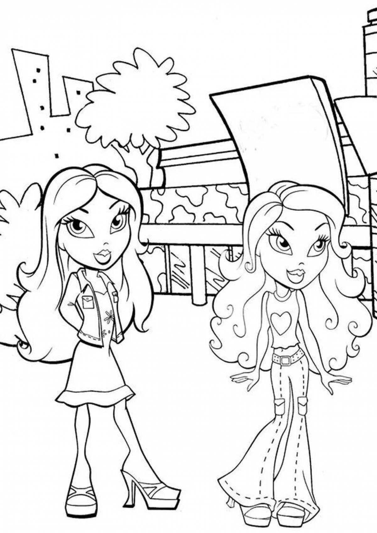 Vivacious coloring page bw for girls