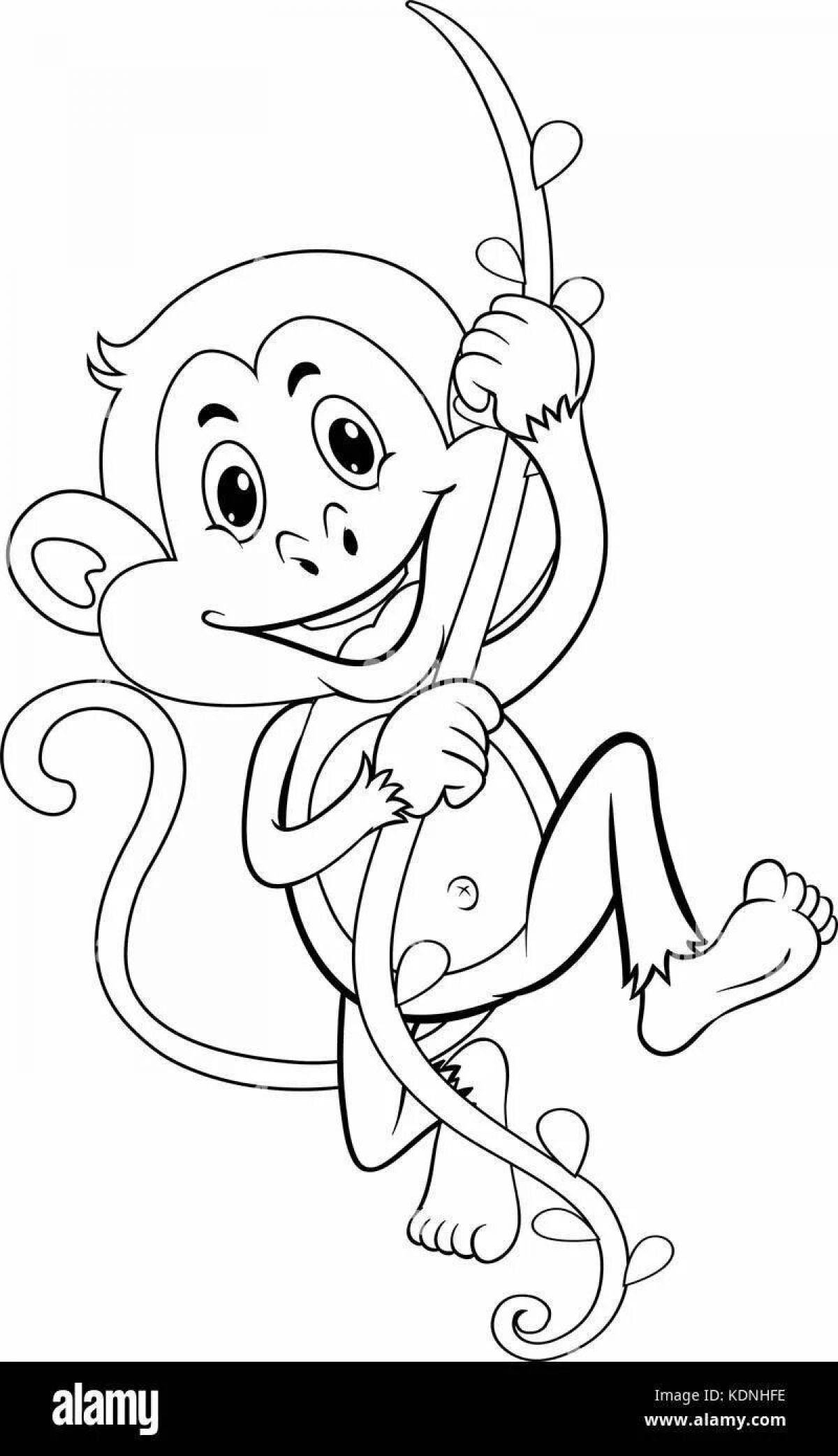 Развлекательная раскраска обезьяна житкова