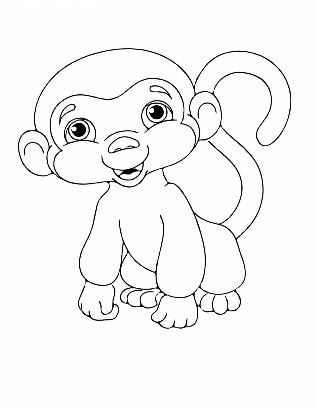 Coloring page adorable monkey zhitkov