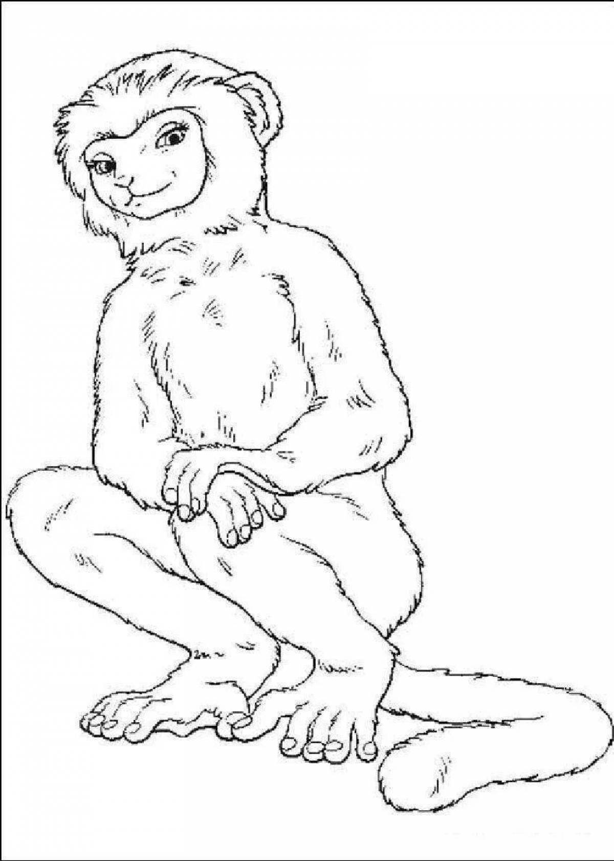 Coloring page adorable monkey zhitkov