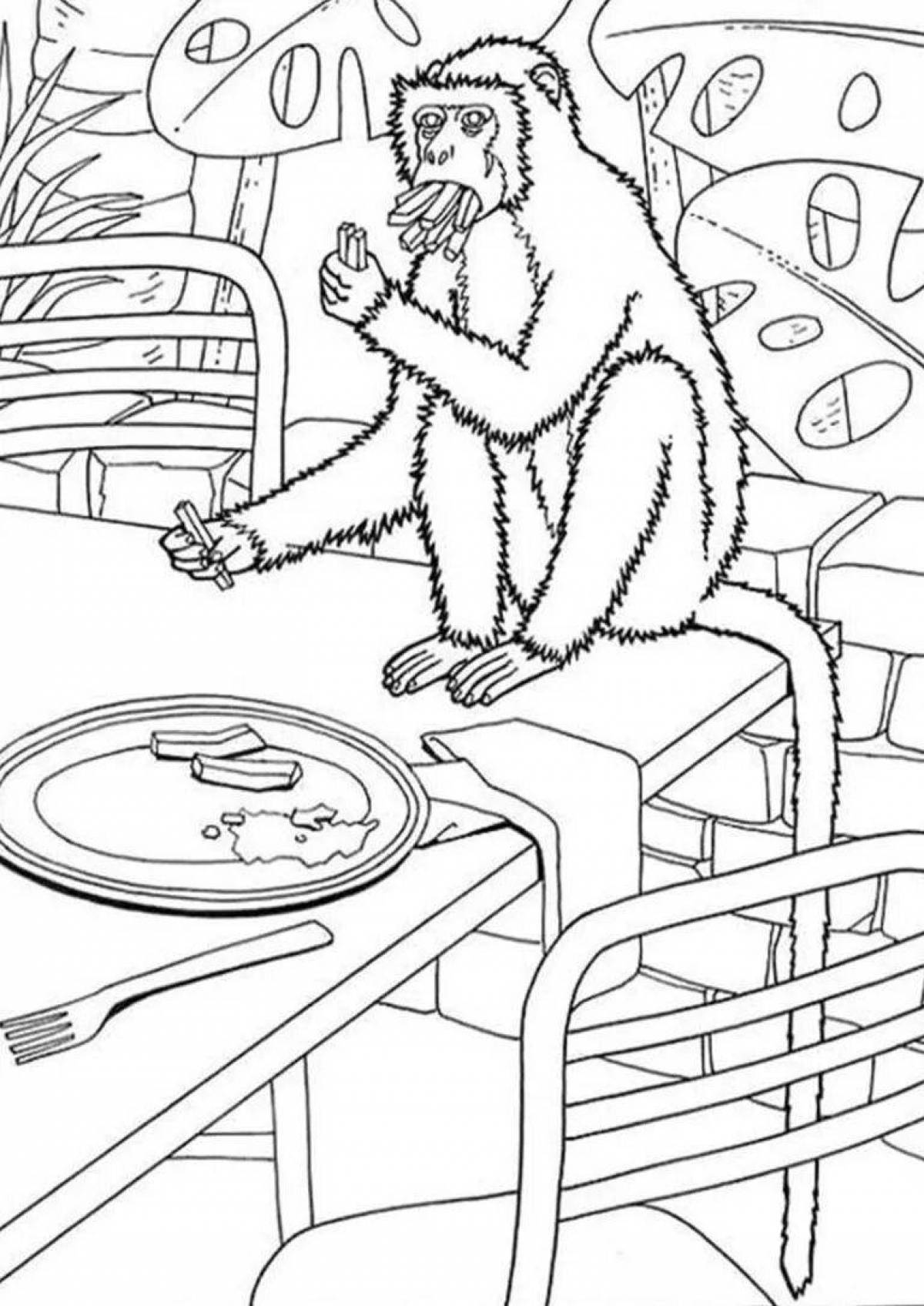 Coloring book exquisite zhitkov monkey