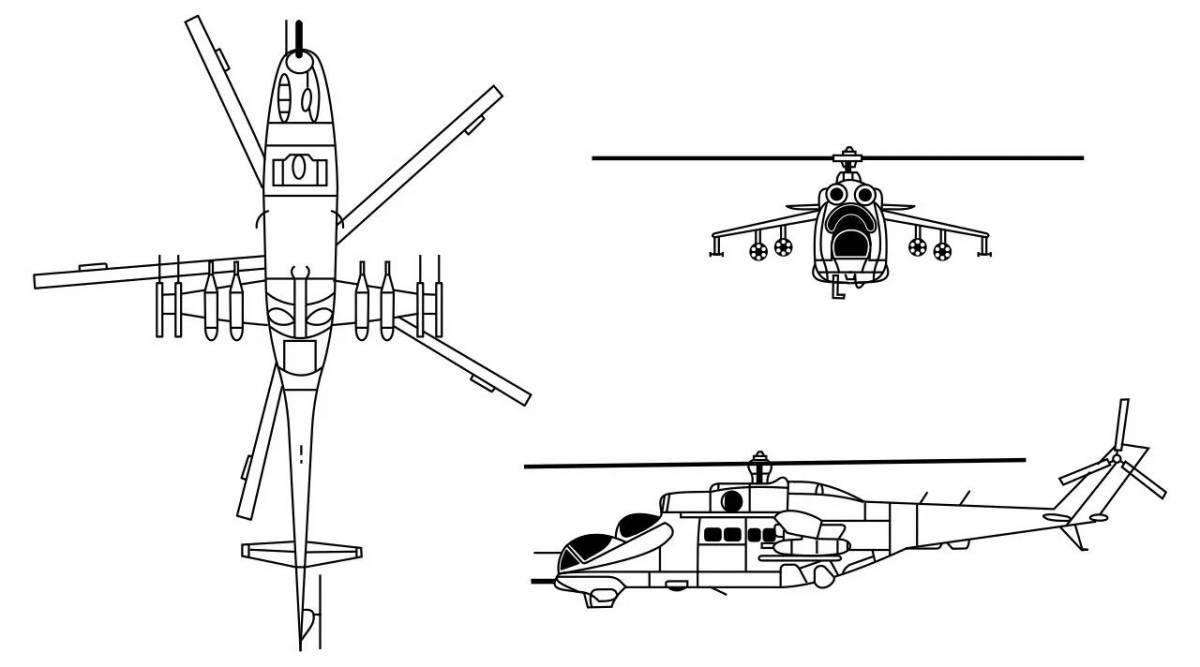 Coloring bright mi 24 helicopter