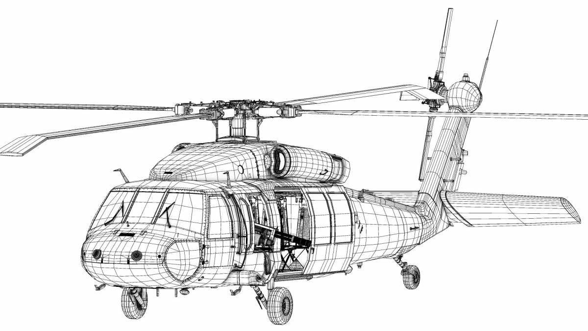 Coloring page graceful mi 24 helicopter
