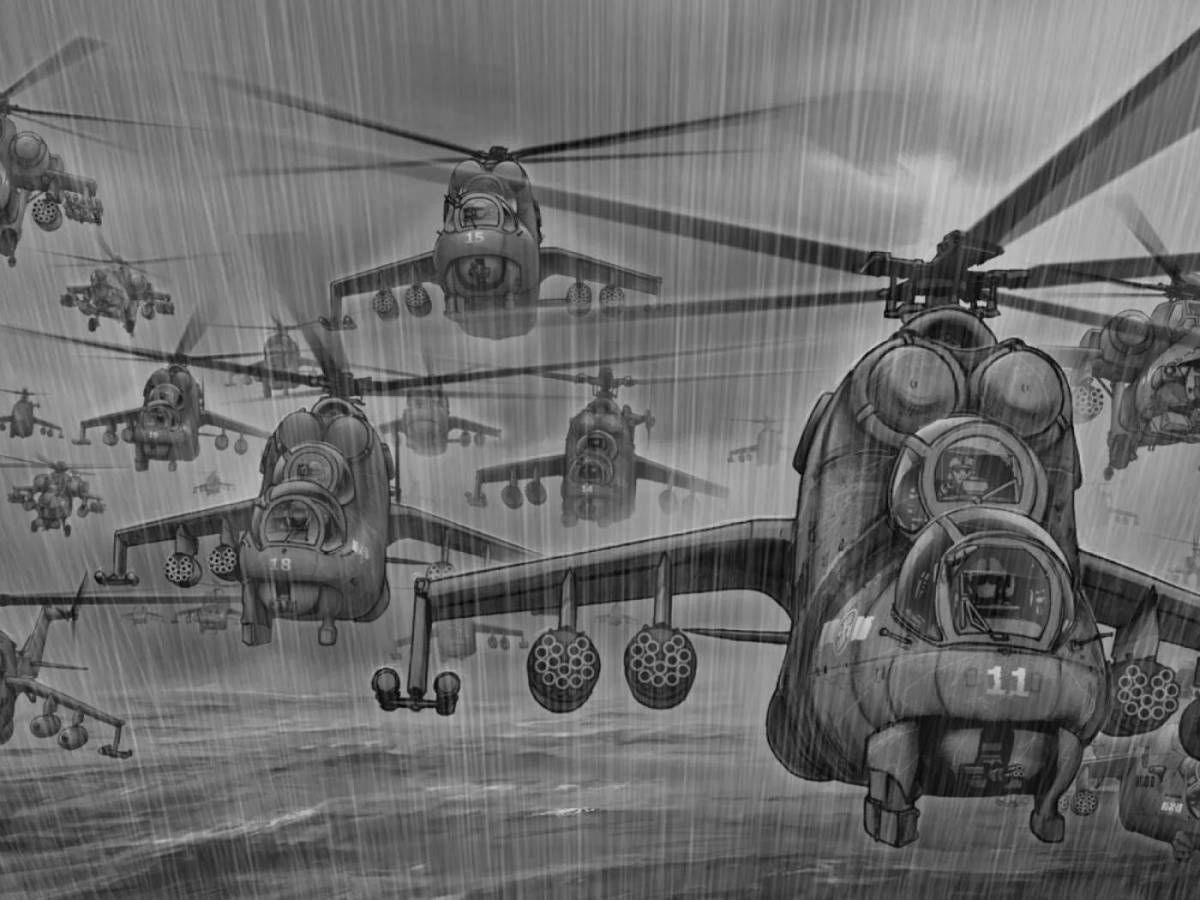 Exciting coloring of the mi 24 helicopter