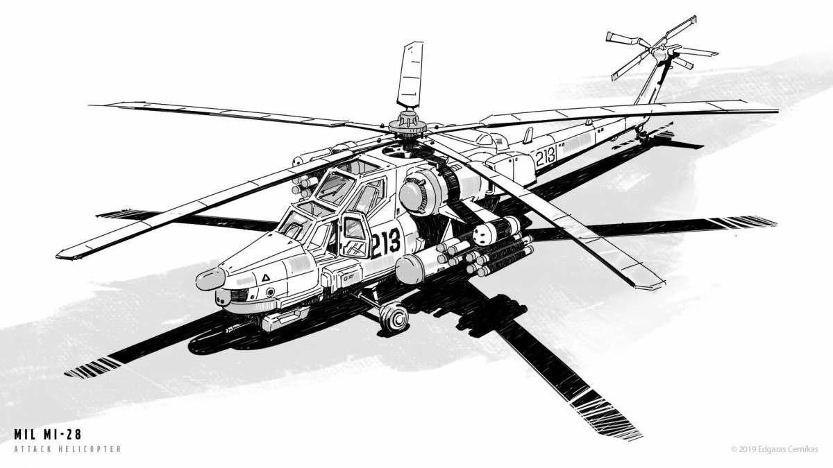 Intriguing coloring of mi 24 helicopter