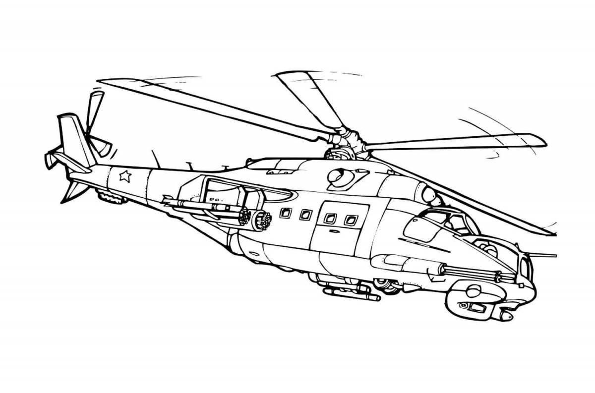 Coloring page shimmering helicopter mi 24
