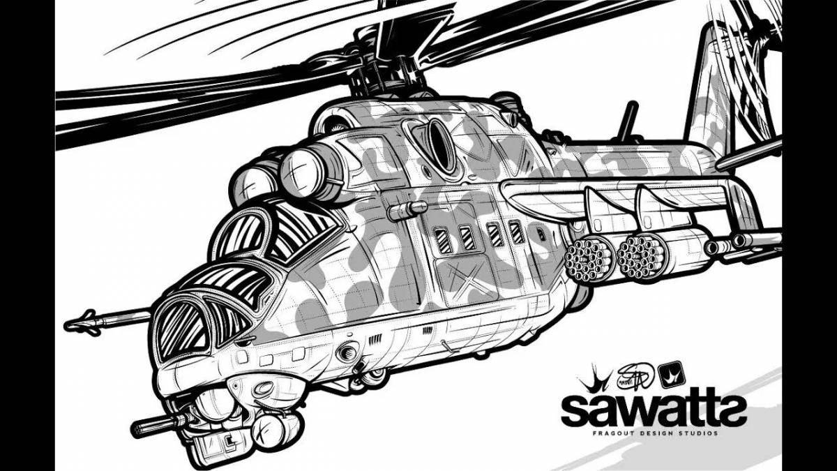 Удивительная страница раскраски вертолета ми 24