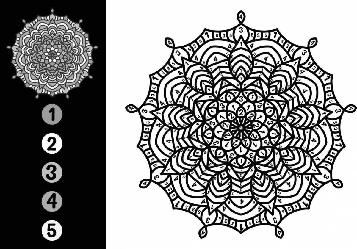 Charming mandala color by number