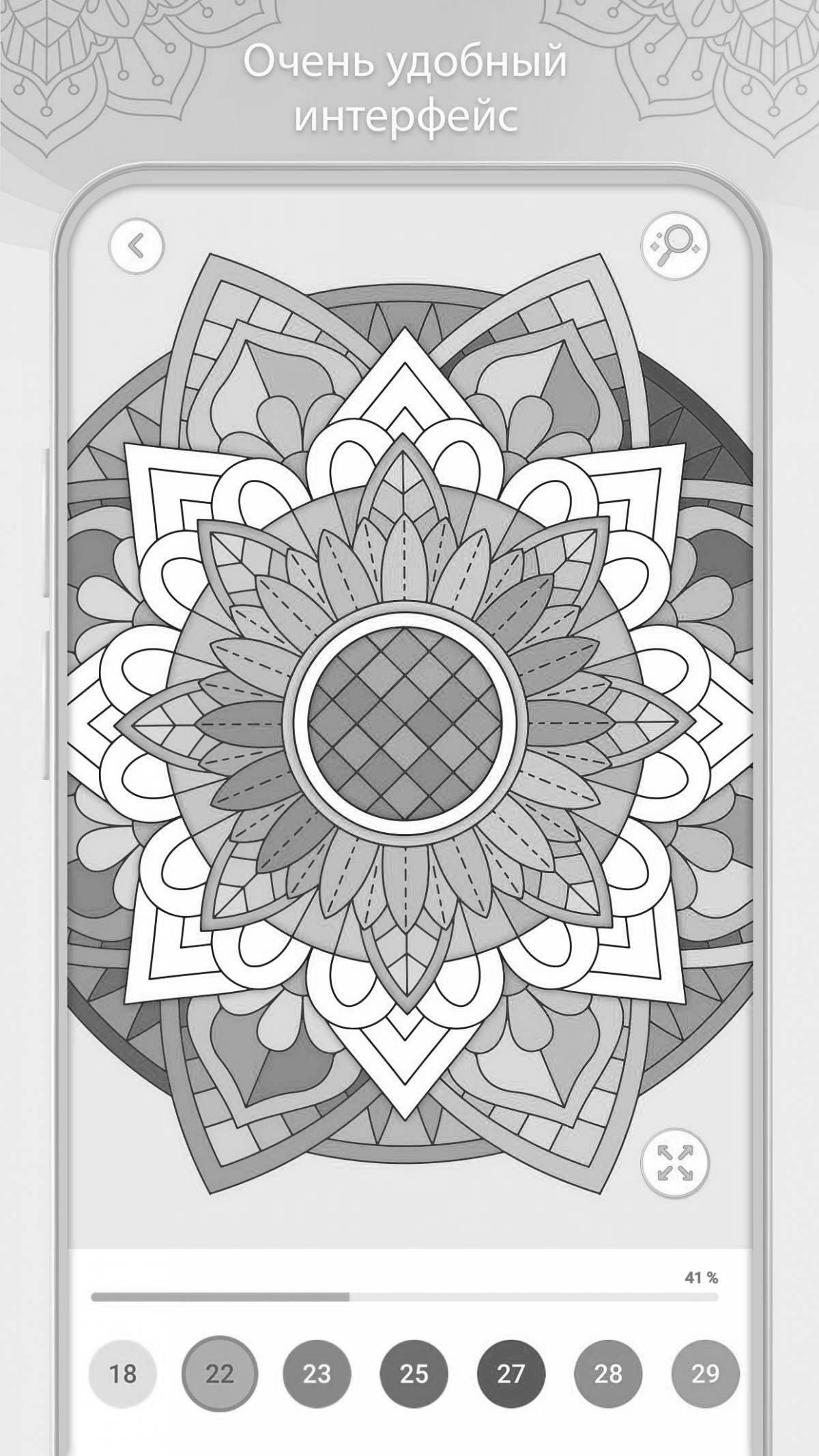 Large mandala coloring by numbers