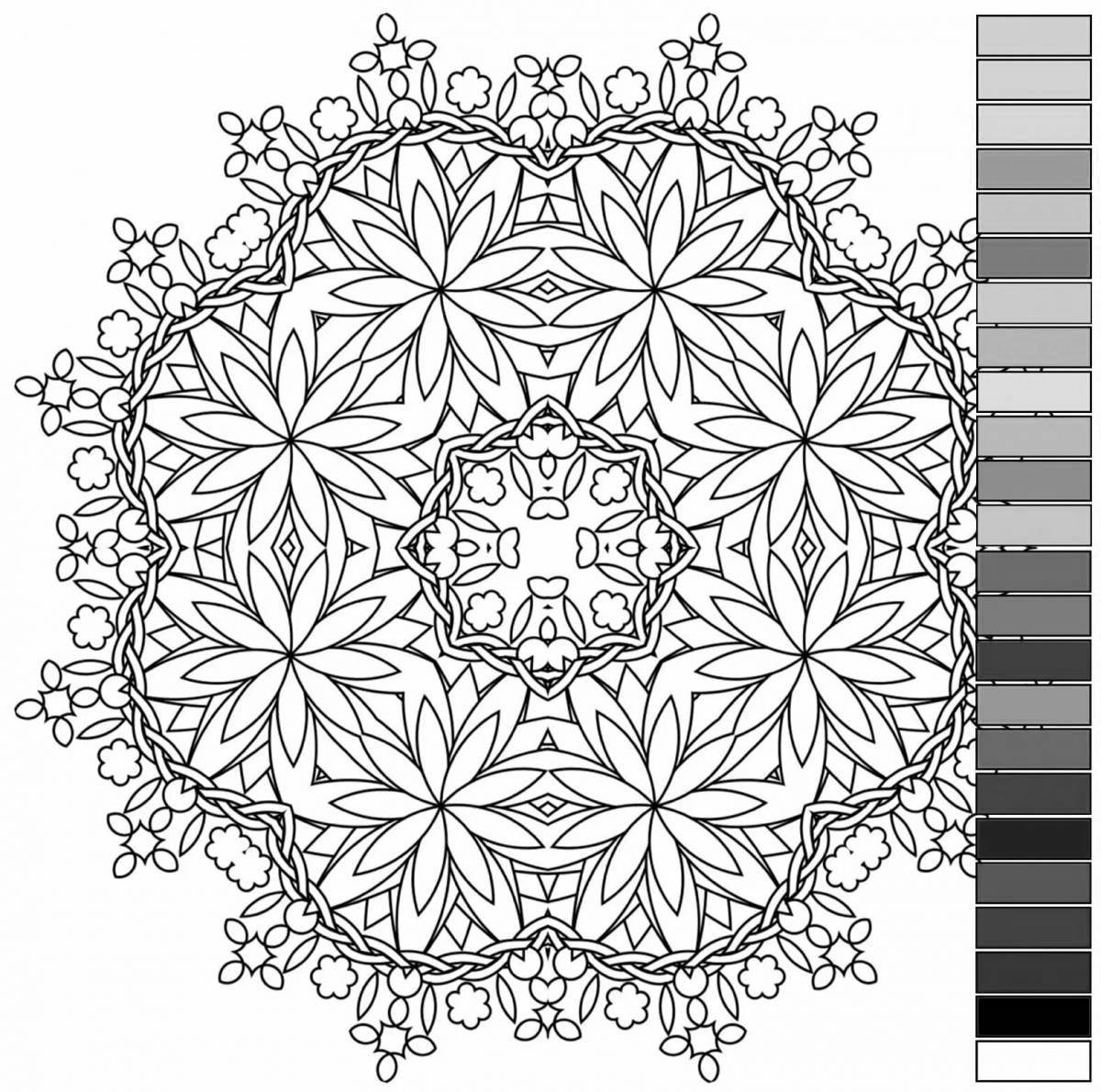 Complex mandala coloring by numbers