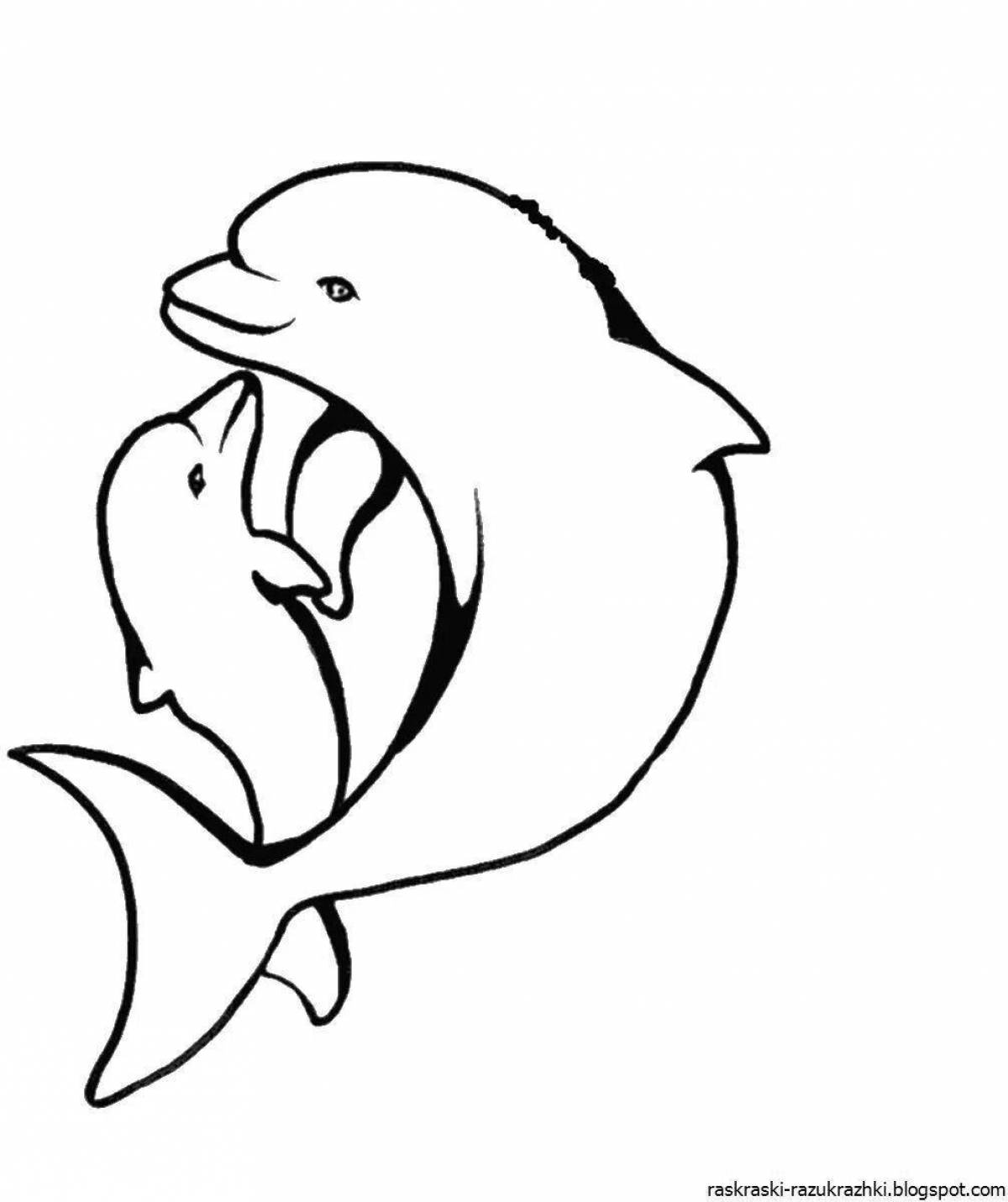 Glittering white dolphin coloring page