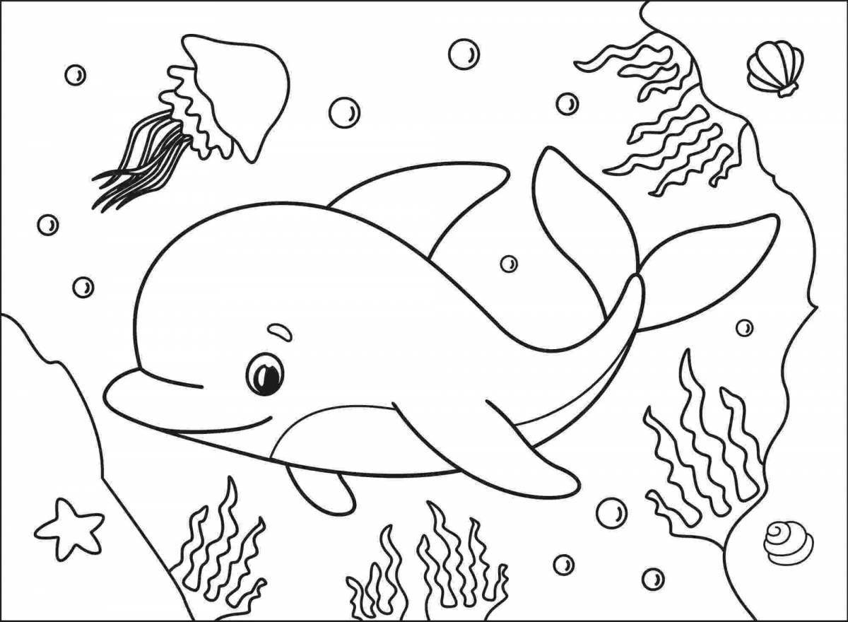 Adorable white dolphin coloring page
