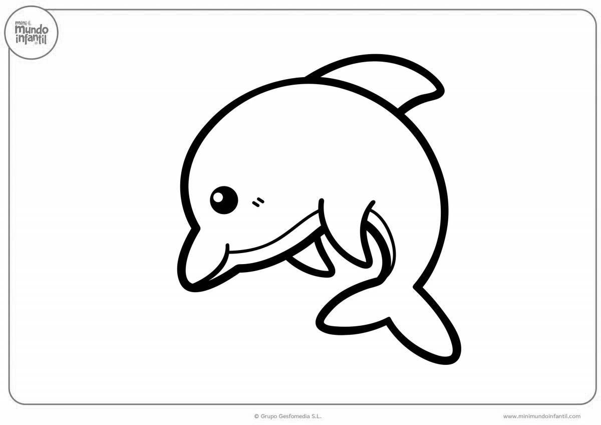 Coloring playful white dolphin