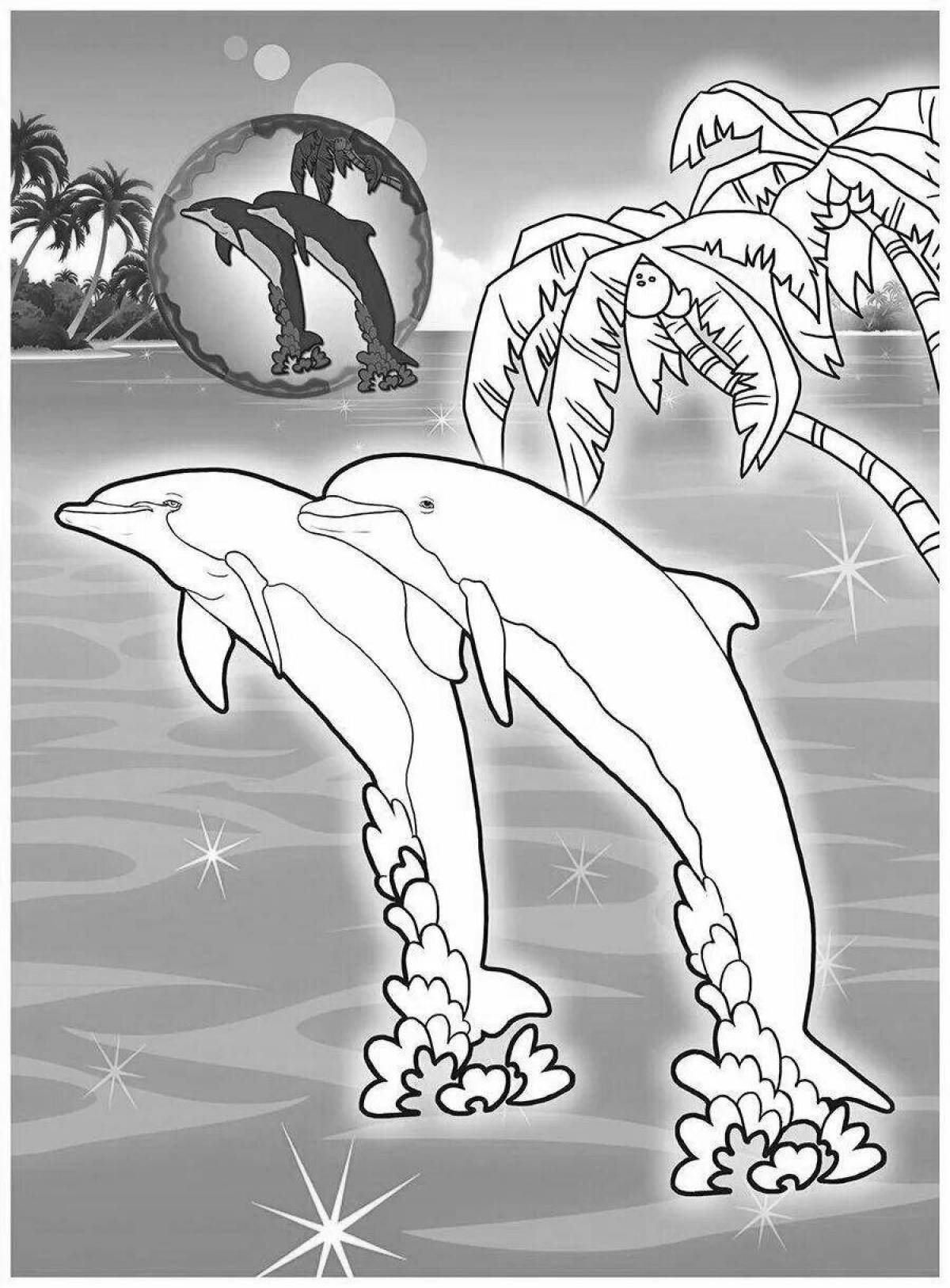 Раскраска мистический белый дельфин