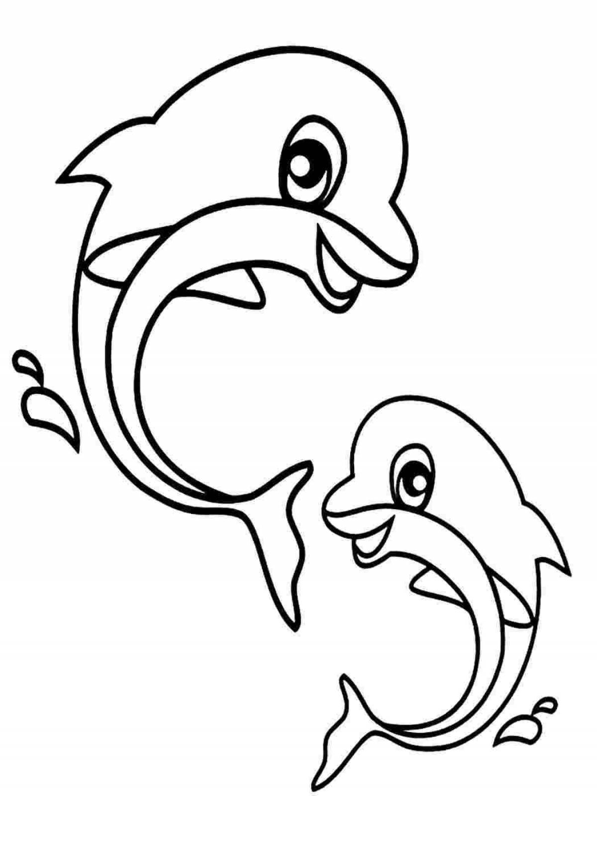 Glittering white dolphin coloring page