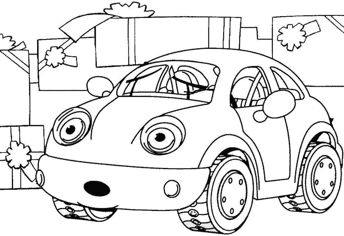 Coloring page joyful car with eyes