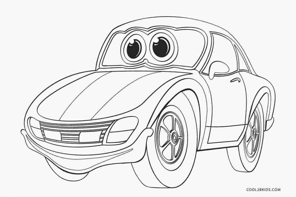 Coloring page amazing car with eyes