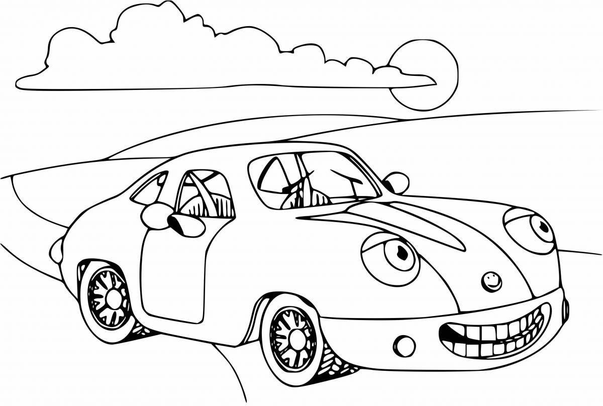 Coloring page incredible car with eyes