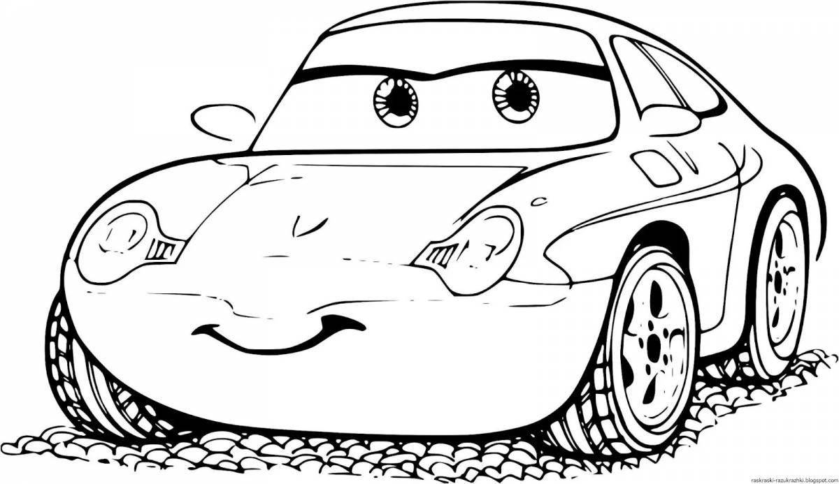 Coloring book outstanding car with eyes