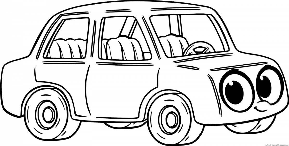 Coloring page adorable car with eyes