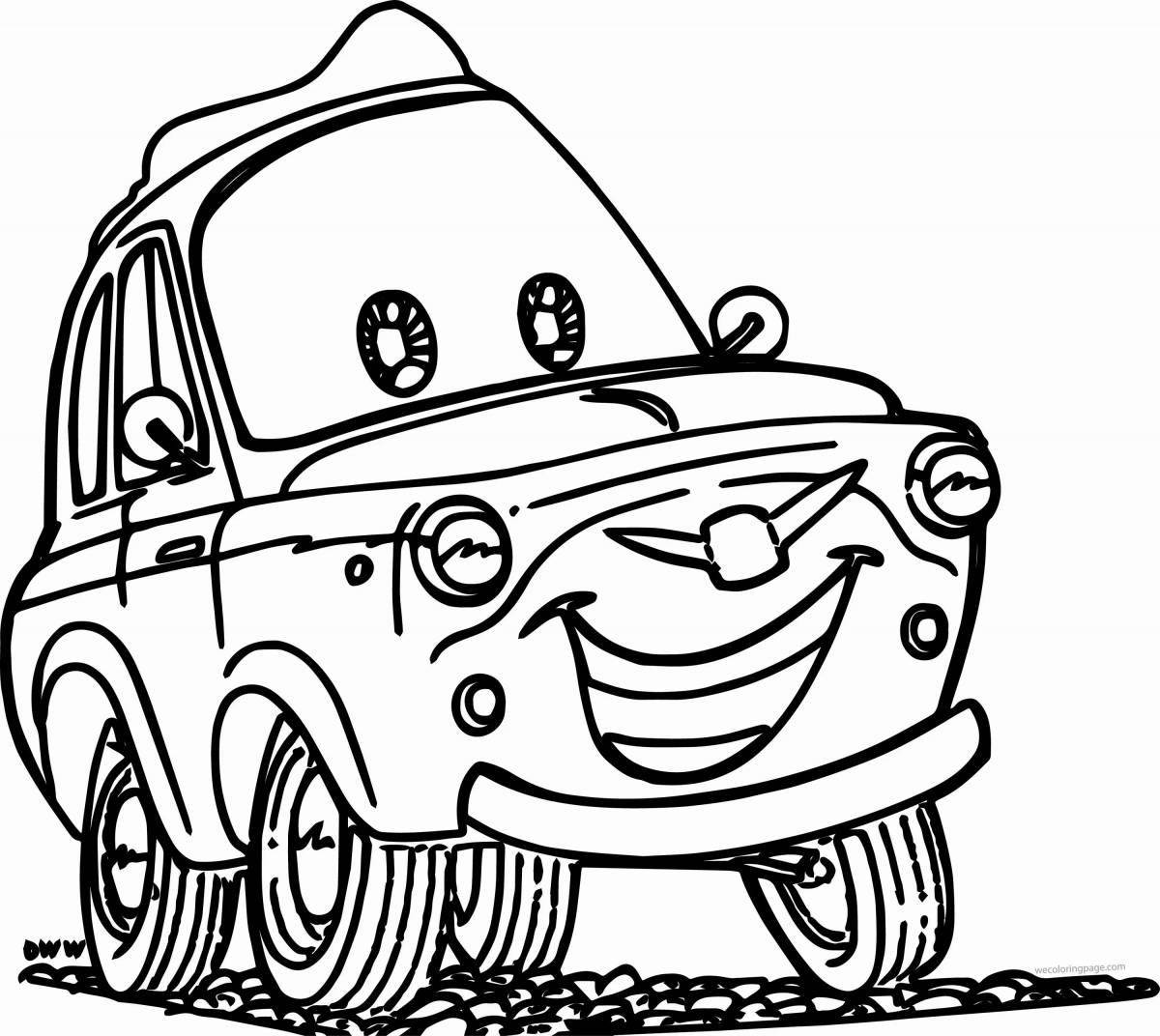 Coloring page dazzling car with eyes