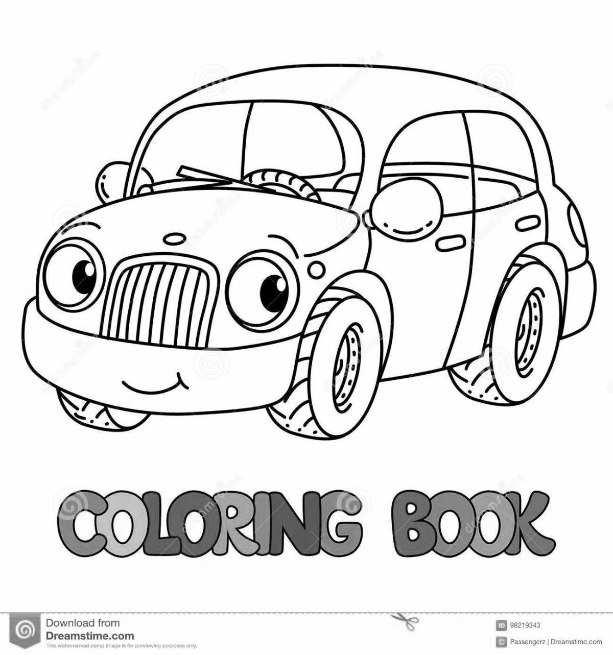 Coloring page glamor car with eyes