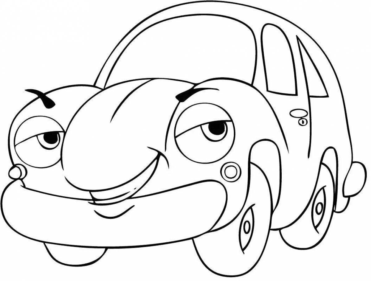 Coloring big car with eyes
