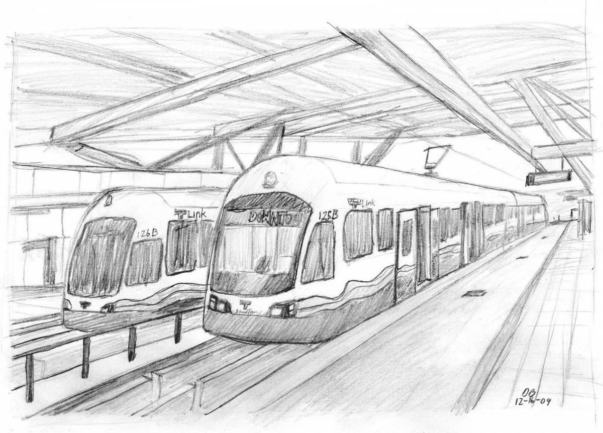 Moscow metro train coloring page