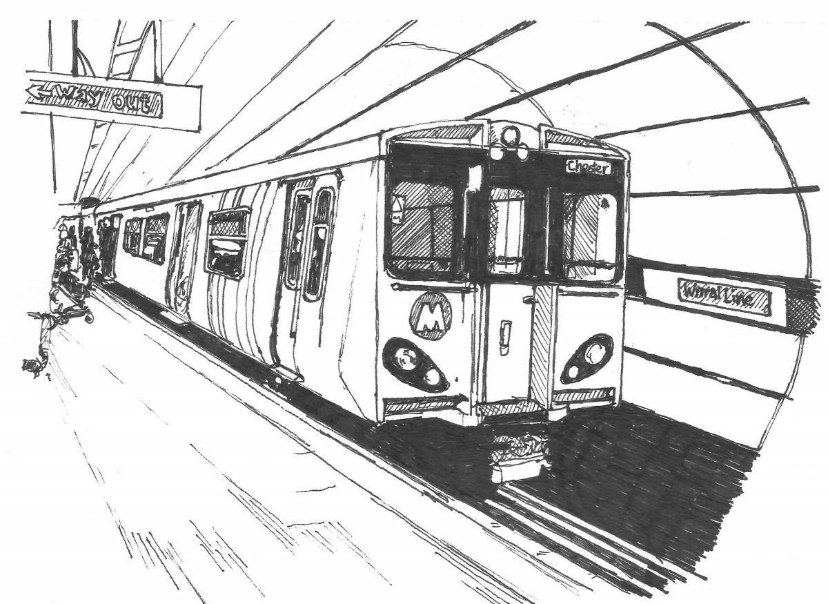 Coloring page gorgeous Moscow metro train