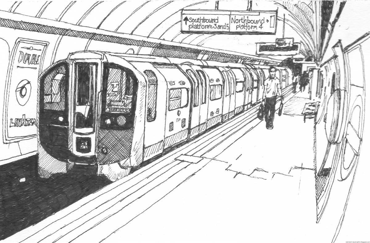 Glorious Moscow metro train coloring page