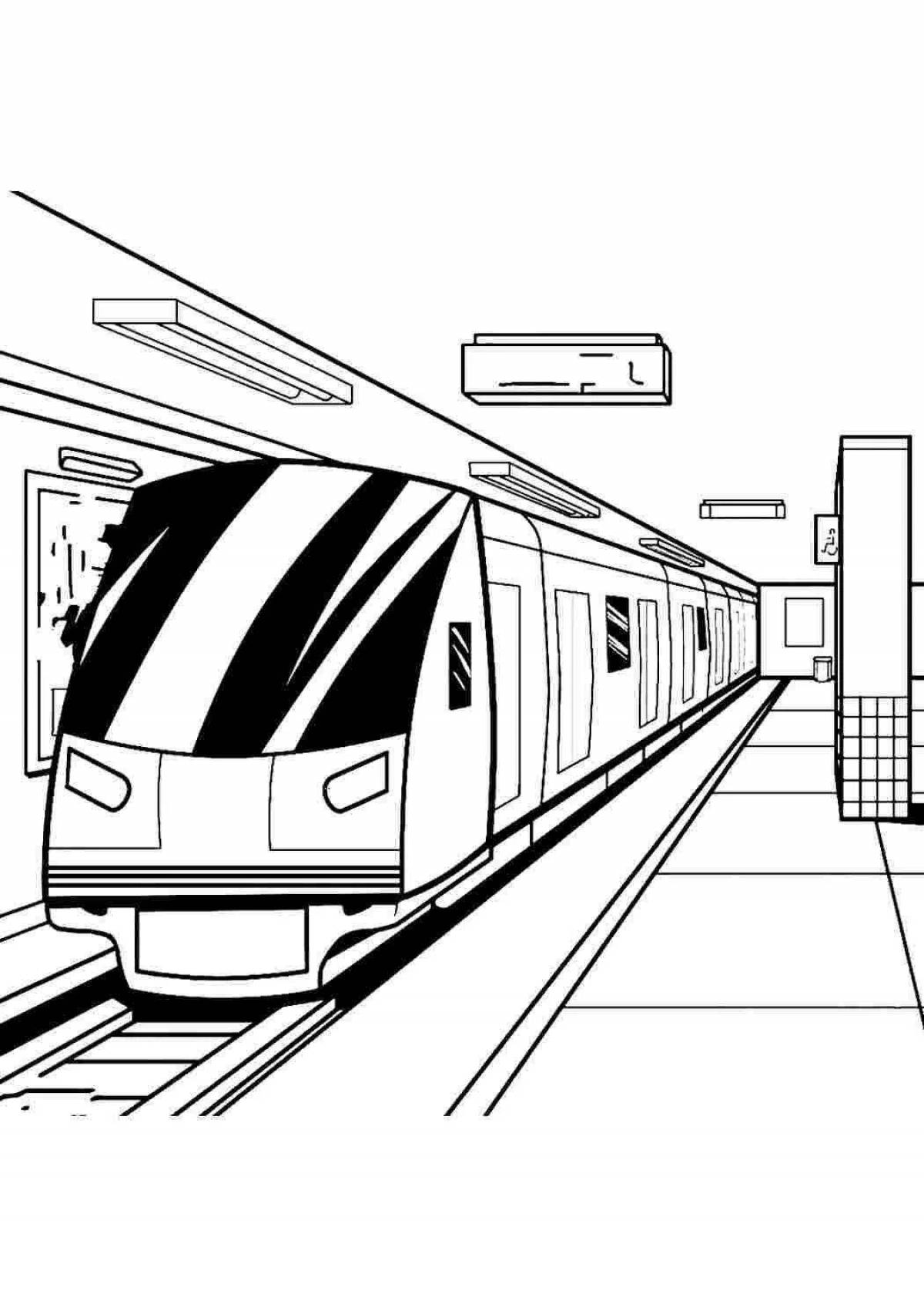 Coloring page wonderful train of the Moscow metro