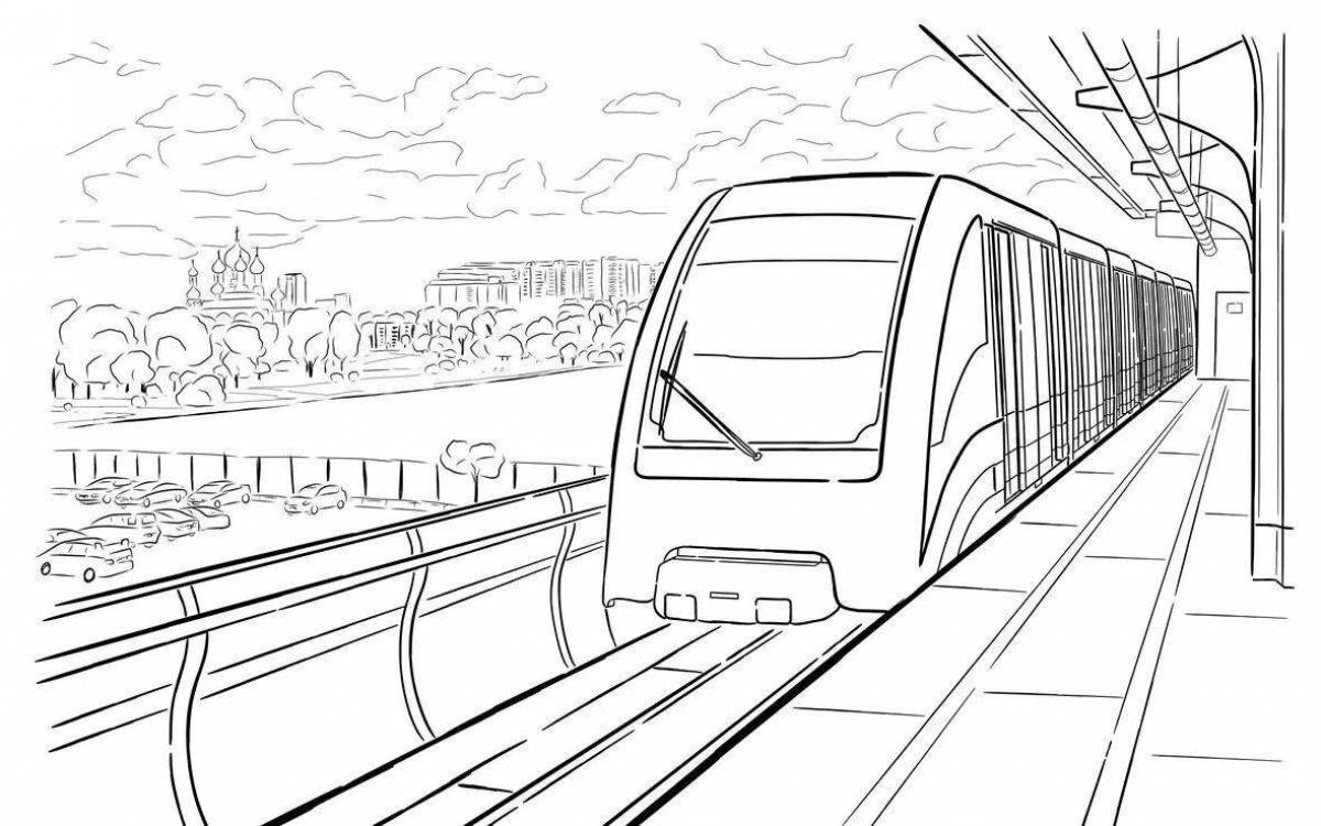 Coloring page elegant Moscow metro train