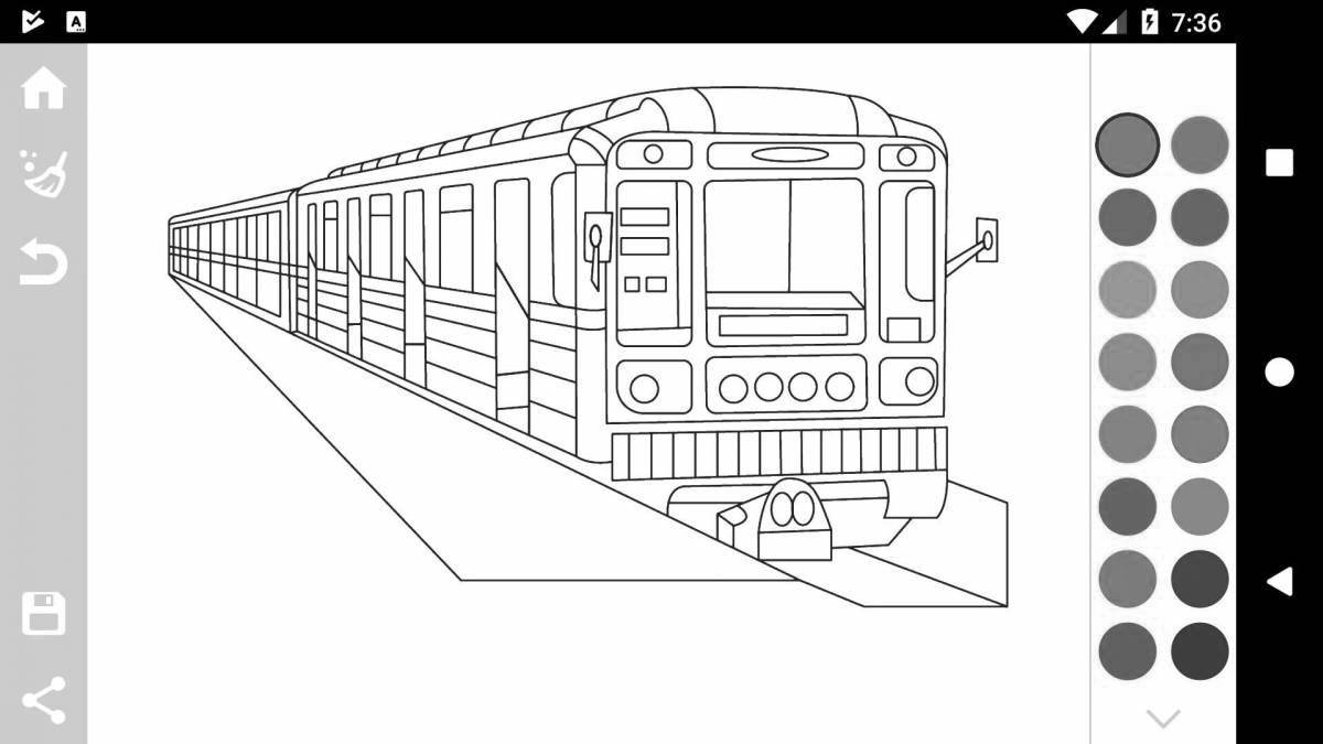 Coloring page stylish Moscow metro train