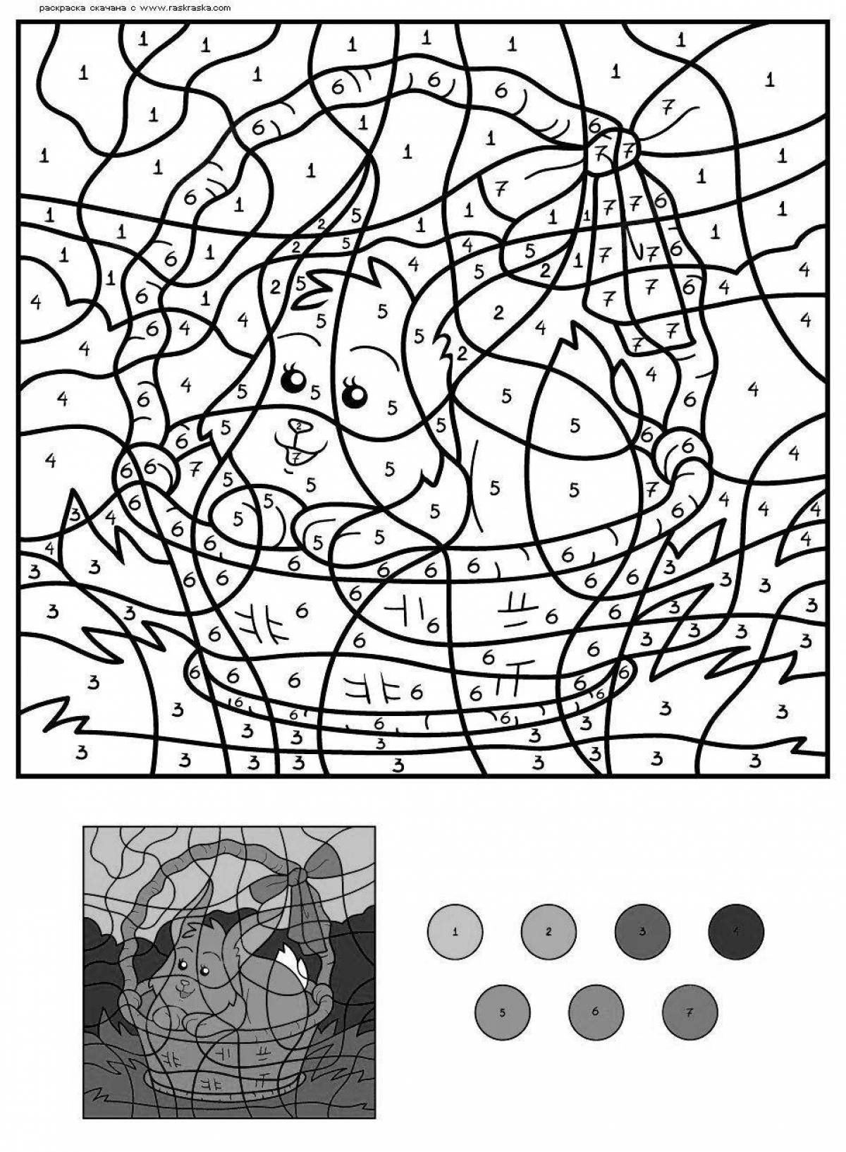 Elegant hare coloring by numbers