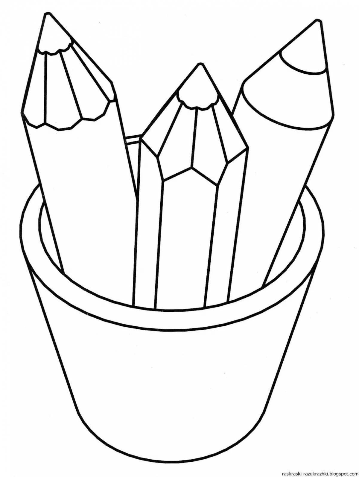 Bright glass coloring page with crayons