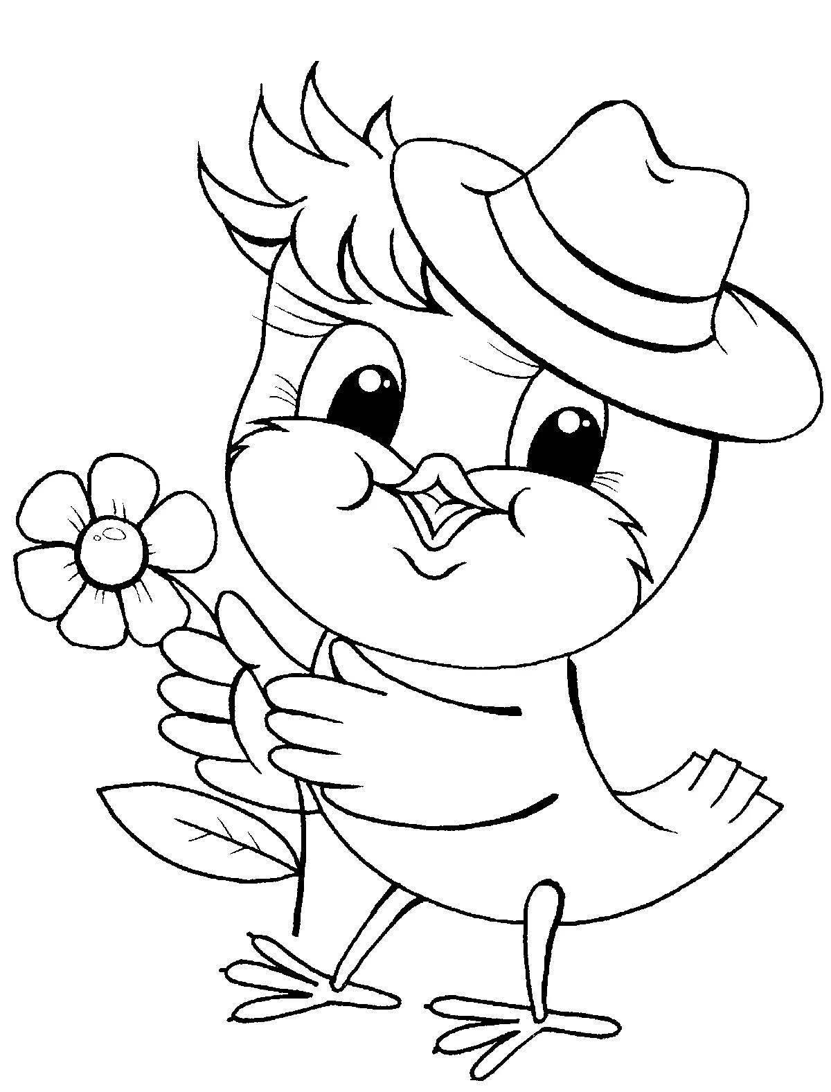 Coloring cute sparrow for kids