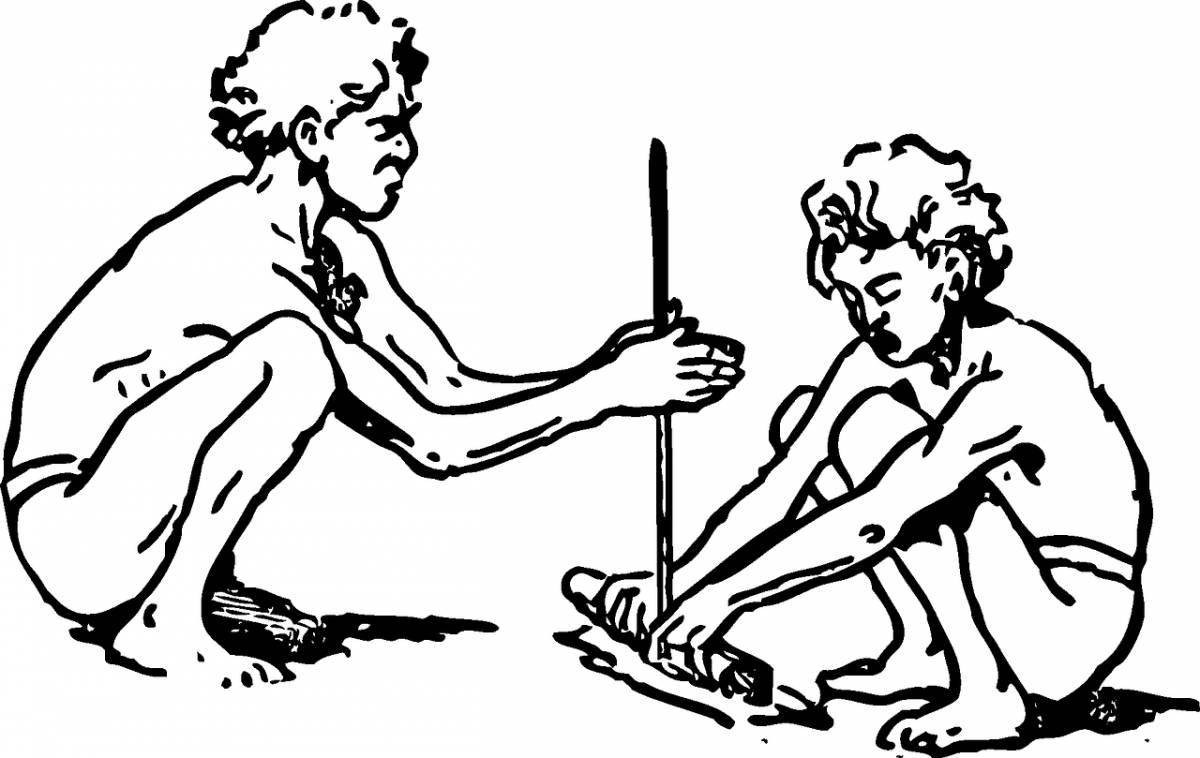 Photo Great coloring of primitive people