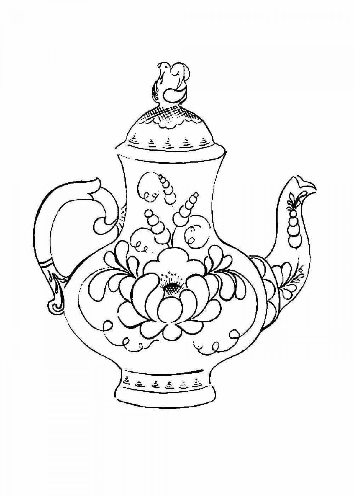 Drawing of a sparkling Gzhel plate