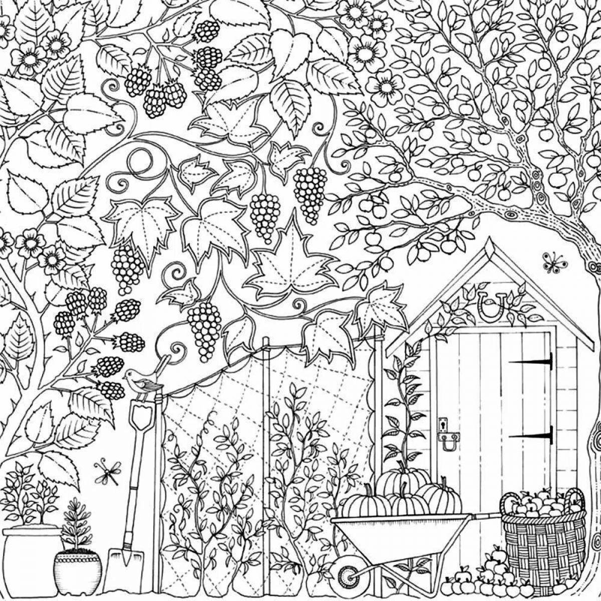 Charming garden coloring page