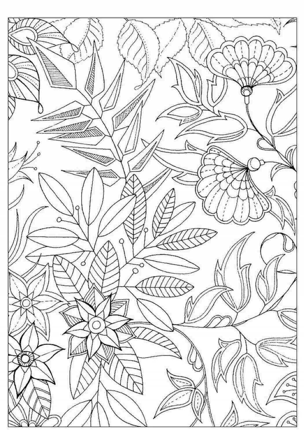 Blissful garden coloring page